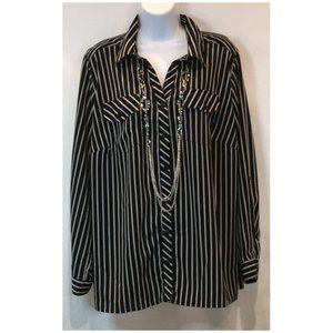 Notations Woman Black w/white stripes Blouse